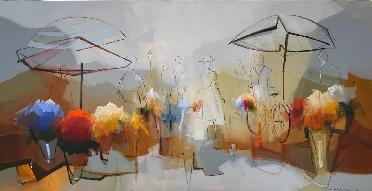 Efêmera Eternidade de Paris - Óleo sobre tela, 130x250 cm, 2023 - Coleção Paris por Cláudio Caixeta