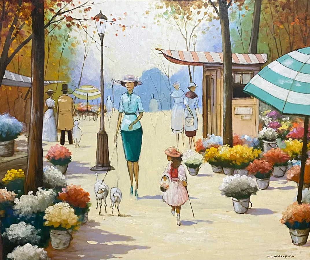 Alegria Floral em Família - Óleo sobre tela, 110x130 cm, 2023 - Coleção Feira de Flores por Cláudio Caixeta