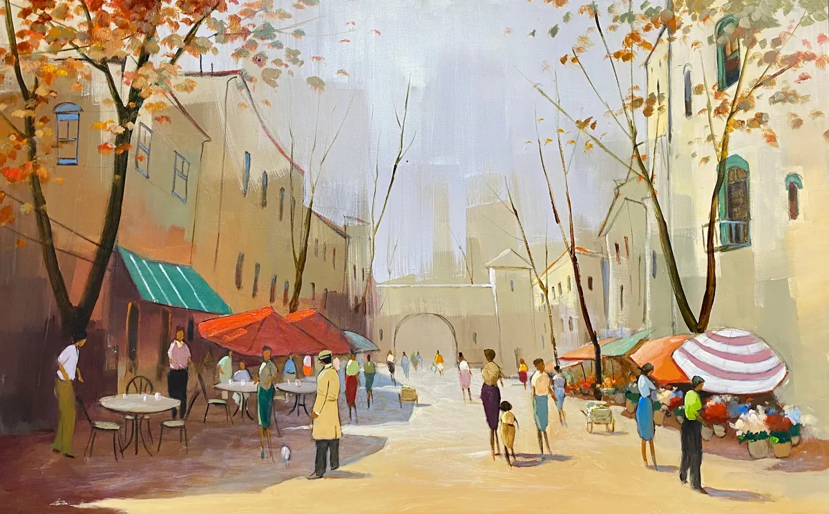 O Casamento de Sabores e Cores - Óleo sobre tela, 100x160 cm, 2023 - Coleção Paris por Cláudio Caixeta